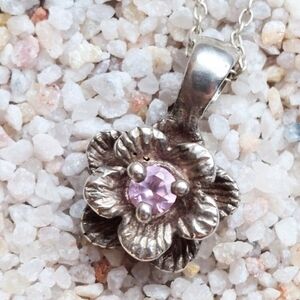 Pink Sapphire Sterling silver necklace